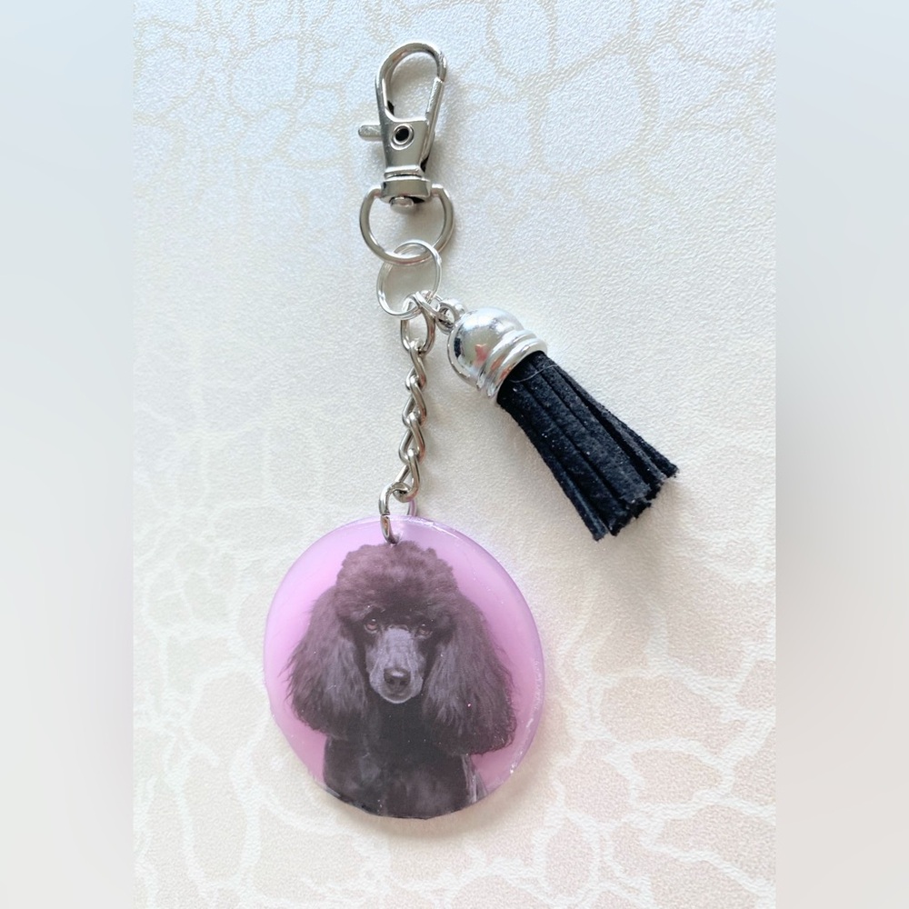 Poodle Keychain with Black Tassel
